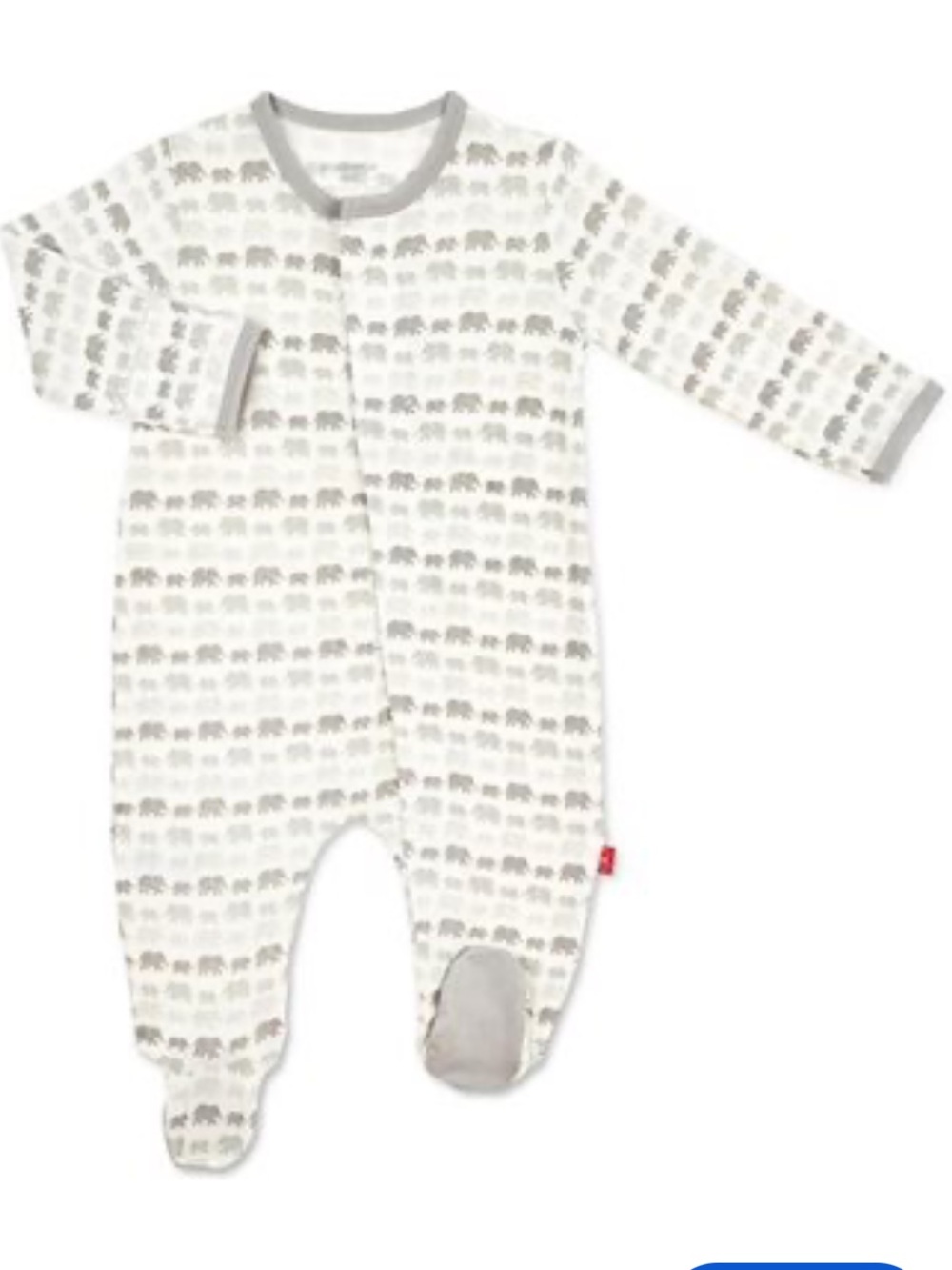 Magnetic Me Gray Dancing Elephants On Parade Footed Sleeper 6-9 Months Romper